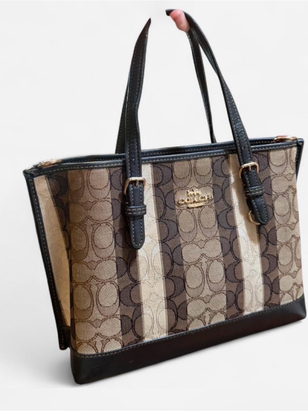 Coach Mollie Tote 25 In Signature Jacquard With Stripes C8416